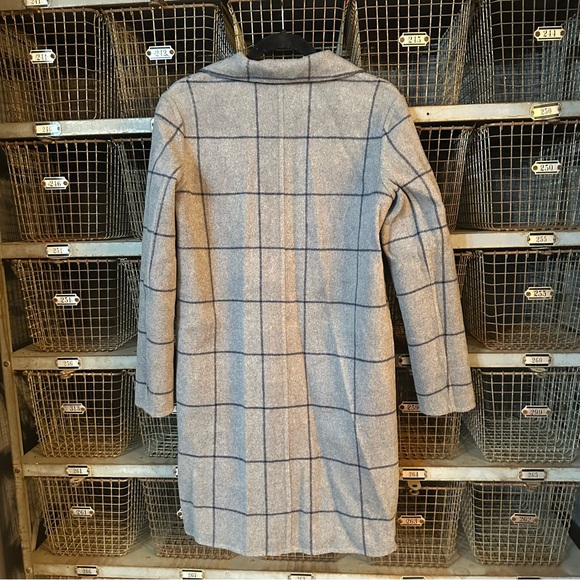 J. McLaughlin Reversible Wool Blend Plaid Coat Gray Blue Classic S 38138 - Picture 7 of 11